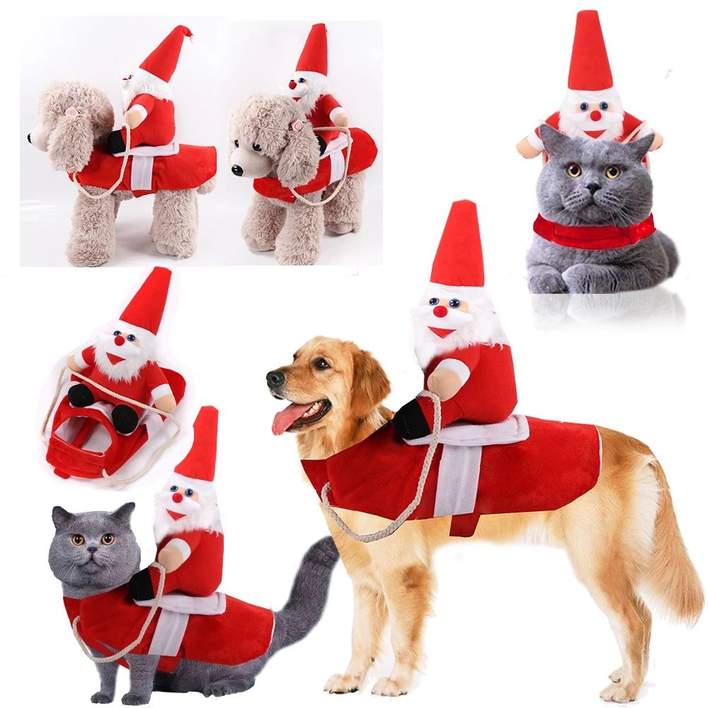 Fashion Designer Large And Medium Santa Dog Christmas Costumes Riding Clothes Transformed Into Santa Claus Clothes