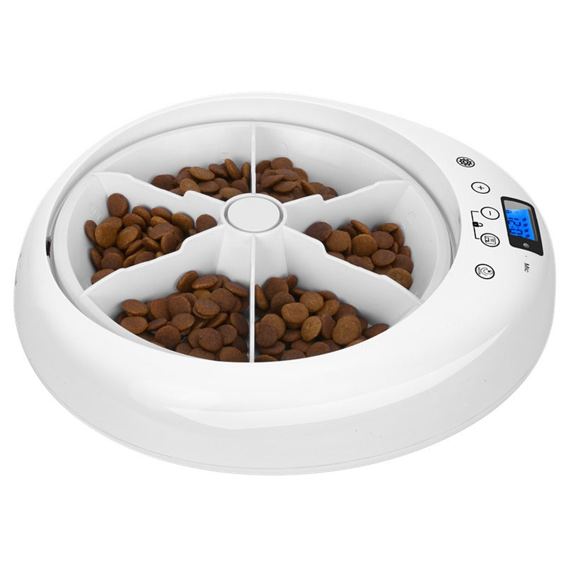 New Automatic Pet Feeder Intelligent Feeding 6-Meal Timing And LED Blue Light Display With Timed Personalized Recording Announcements